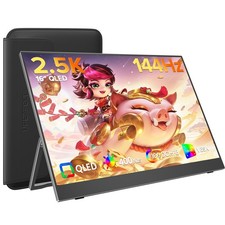 16" 2K 144Hz Portable Gaming Monitor QHD HDR USB-C HDMI PC Screen w/Smart Cover