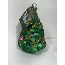 Old World Christmas Traditional Decorated Christmas Tree Glitter Glass Ornament