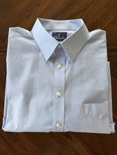 Stafford Men  s Dress Shirt 17 34/35 Fitted Travel Performance Super Blue EUC