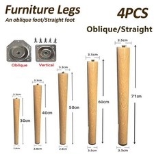 4Pcs 30-50cm Height Solid Wood Furniture Legs With Connector And Screw UK