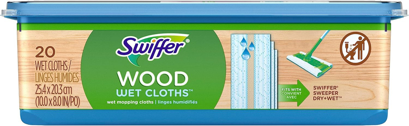 Sweeper Wet Wood Floor Mopping Cloths, 20 Count