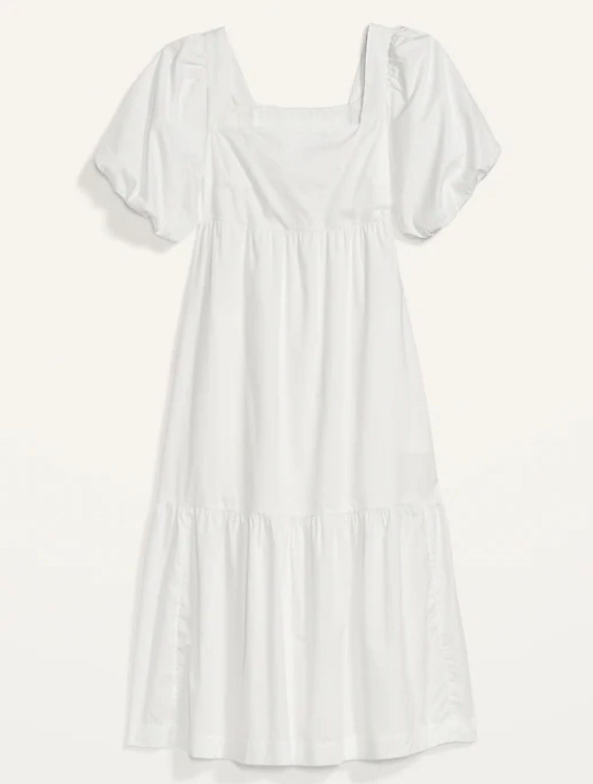 Fit & Flare Puff-Sleeve Cotton-Poplin Smocked All-Day Midi Dress Old Navy Large