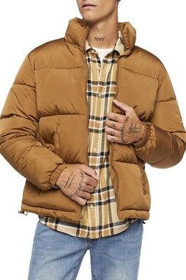 Quilted Puffer Jacket TAN Small