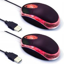 2 Pack Wired Mini Optical Mouse Computer Ergonomic 2 pack black
