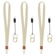3Pcs Cute Keychain Neck Lanyard for Women Men, Beige