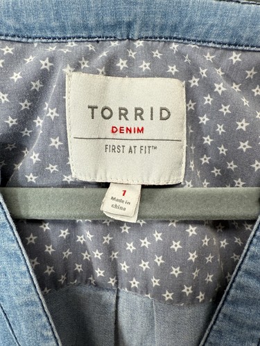 Torrid Drawstring Waist Romper Womens 1X Denim Sleeveless Shorts. Free Shipping - Picture 3 of 4