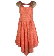 Material Girl Dress Junior's Large Above Knee Sleeveless A-Line Pink Lace