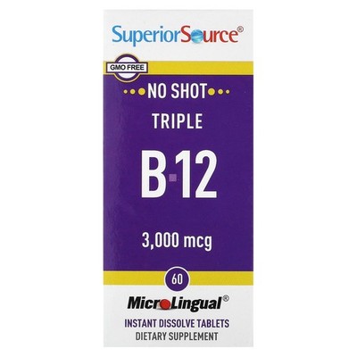 Triple B-12, 3,000 mcg, 60 MicroLingual Instant Dissolve Tablets