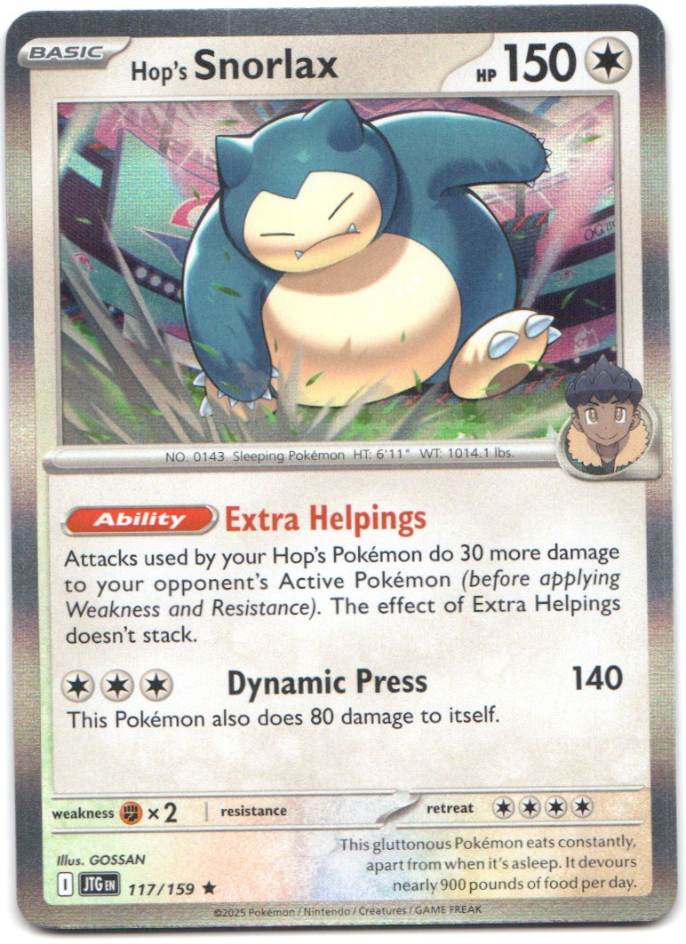 Hop's Snorlax Rare SV09: Journey Together 117/159 NM
