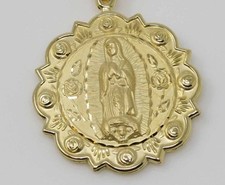Our Lady of Guadalupe Sacred Heart of Jesus Catholic Medal Large Heavy Vintage