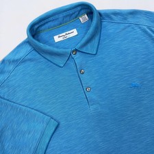 Tommy Bahama Polo Shirt Men's XL Blue Island Zone Short Sleeve Textured