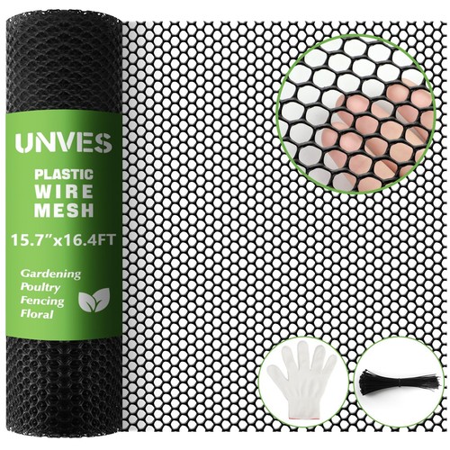 15.7IN x 16.4FT Plastic Chicken Wire Fencing Mesh, Hexagonal Chicken Wire Fen...