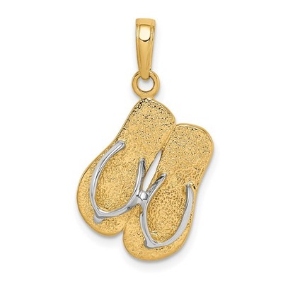 14k Gelbgold und Rhodium großer Doppel Flip-Flop Anhänger