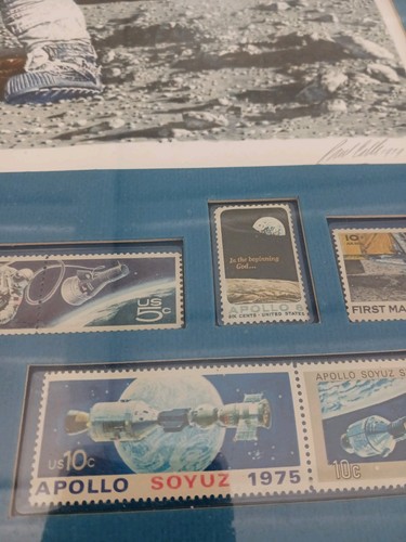 Paul Calle Signed Original Conquest of Space Lithograph & 13 Stamps, Framed - Picture 7 of 11