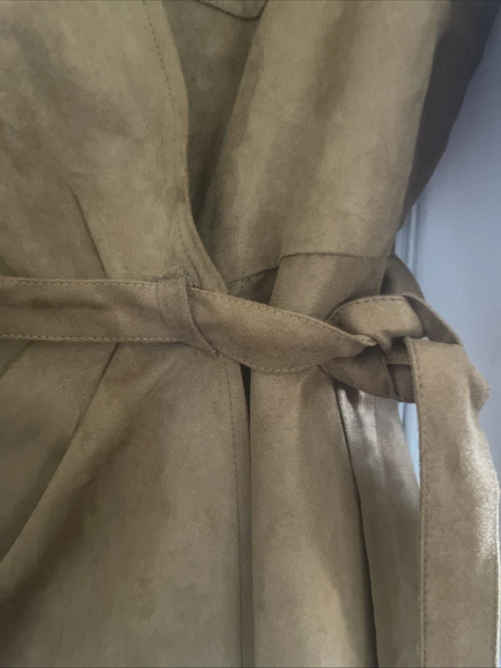 Nuevo Sin Etiquetas Banana Republic Mujer Vegano Gamuza Vestido Envolvente 12 Marrón Camel Foto 4 de 4