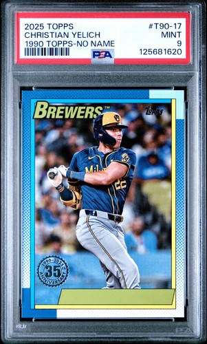 Christian Yelich [No Name] #T90-17 2025 Topps 1990 card