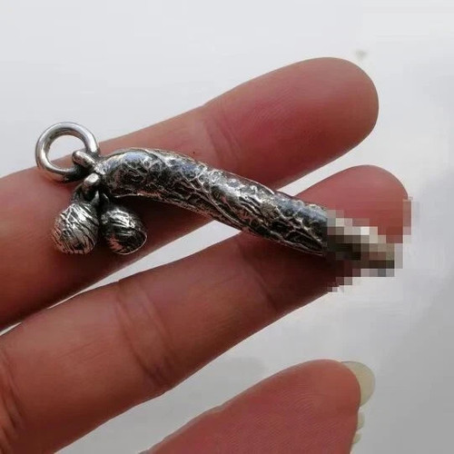 Vintage Silver Solid Penis Pendant, Alternative Personalized Creative Pendant - Picture 2 of 6