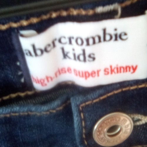 Jeans Abercrombie bambino vita alta super skinny slim ragazza taglia 13/14 lavaggio scuro - Foto 3 di 6