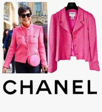 Chanel 2001 Pink Gold Tweed Lurex Dress Jacket 34 36 2 4 6 Coat Logo Top Vtg S M