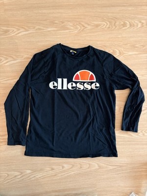 Ellesse Mens Long Sleeve Black Logo T Shirt Large Hip