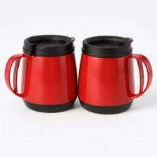 2 Foam Insulated 20oz Wide Body Thermoserv Mugs In Red Thermo Serv