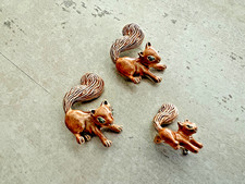 Vintage Enamel Gerry Brown Squirrel Trio Of Pins