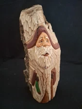 Artist Carved Painted Rustic Wood  Santa W Toys 8"H Figurine D. Capellani #235 