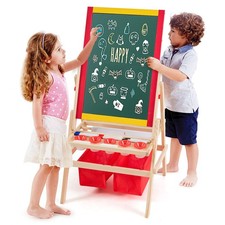 Flip-Over Double-Sided Kids Art Easel w/Paper Roll Storage Bins Accessories Gift