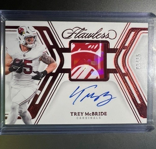 Trey McBride 2025 Panini Flawless SP Ruby Patch Auto 08/15 Cardinals