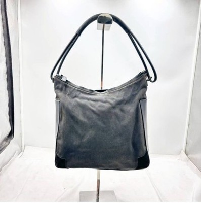 Authentic Gucci Black Nylon Leather Shoulder Bag 26cm x 25cm x 11cm Damage