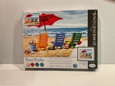 Dimensions Paint Works Paint By Number Kit 14"X11"-Beach Chair Trio open box