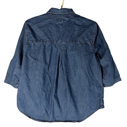 Tommy Hilfiger Shirt Women Size L Blue White Polka Dots Button Front 3/4 Sleeves - Bild 3 von 8