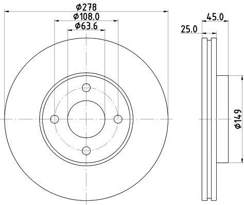 HELLA 8DD 355 117-711 BRAKE DISC Front (PAIR)
