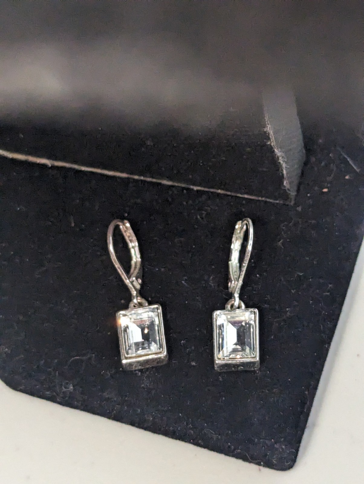 Givenchy Silver Tone Crystal Bezel Dangle Drop Ea… - image 1