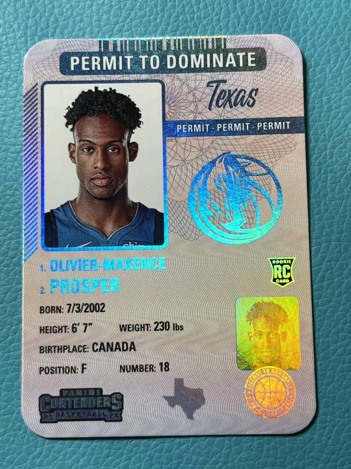 Olivier Maxence Prosper 2023-24 Panini Contenders SSP Permit To Dominate RC #24