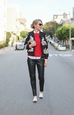 ALICE OLIVIA Jacket S Bomber Felisa Silk Embroidered Beaded Floral Full Zip