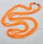 Vintage 5 Strand Orange Necklace Estate Costume Jewelry Extra Long 48"