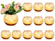 Dandat 12 Pcs Round Flower Vase Centerpieces for Table, Small Gold Vases Tea ...