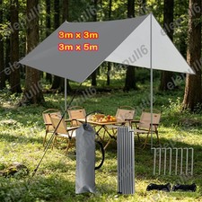 2026 3x5M Tarpaulin Waterproof Camping Tarp Shelter Tent Awning with Poles Kit