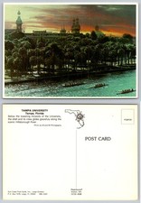 Cartolina d'epoca Tampa University Florida Hillsborough River Rowing Crew Tramonto