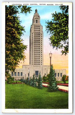 #ad Baton Rouge Louisiana State Capitol Building Vintage Postcard 1936 $0.99