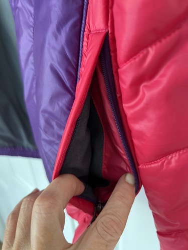 New Obermeyer Girls Large 14-16 Kat Insulator Jacket Red purple white stripe SB - Picture 9 of 10