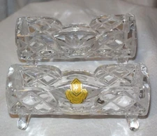 2-Vtg CIC Handcut Lead Crystal Master Salt Cellar Dish-Germany US Zone w. Label