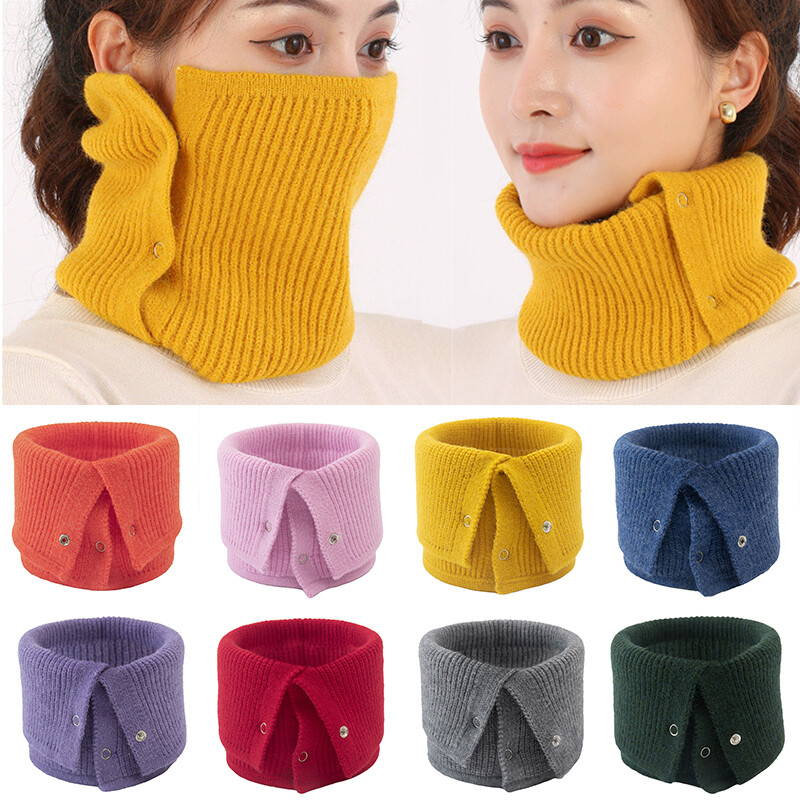 Unisex Thermal Neck Warmer Snood Winter Knit Scarf Face Cover