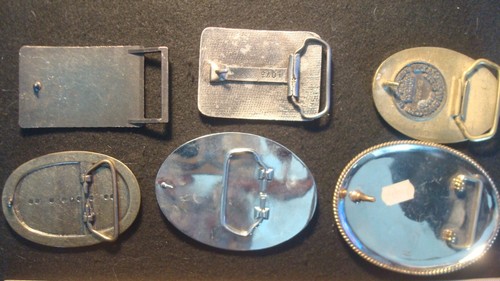 Lot (6) BELT BUCKLES - Hunting Fishing Ship Golf Alpaca Silver - Brass - Horse - Picture 6 of 6