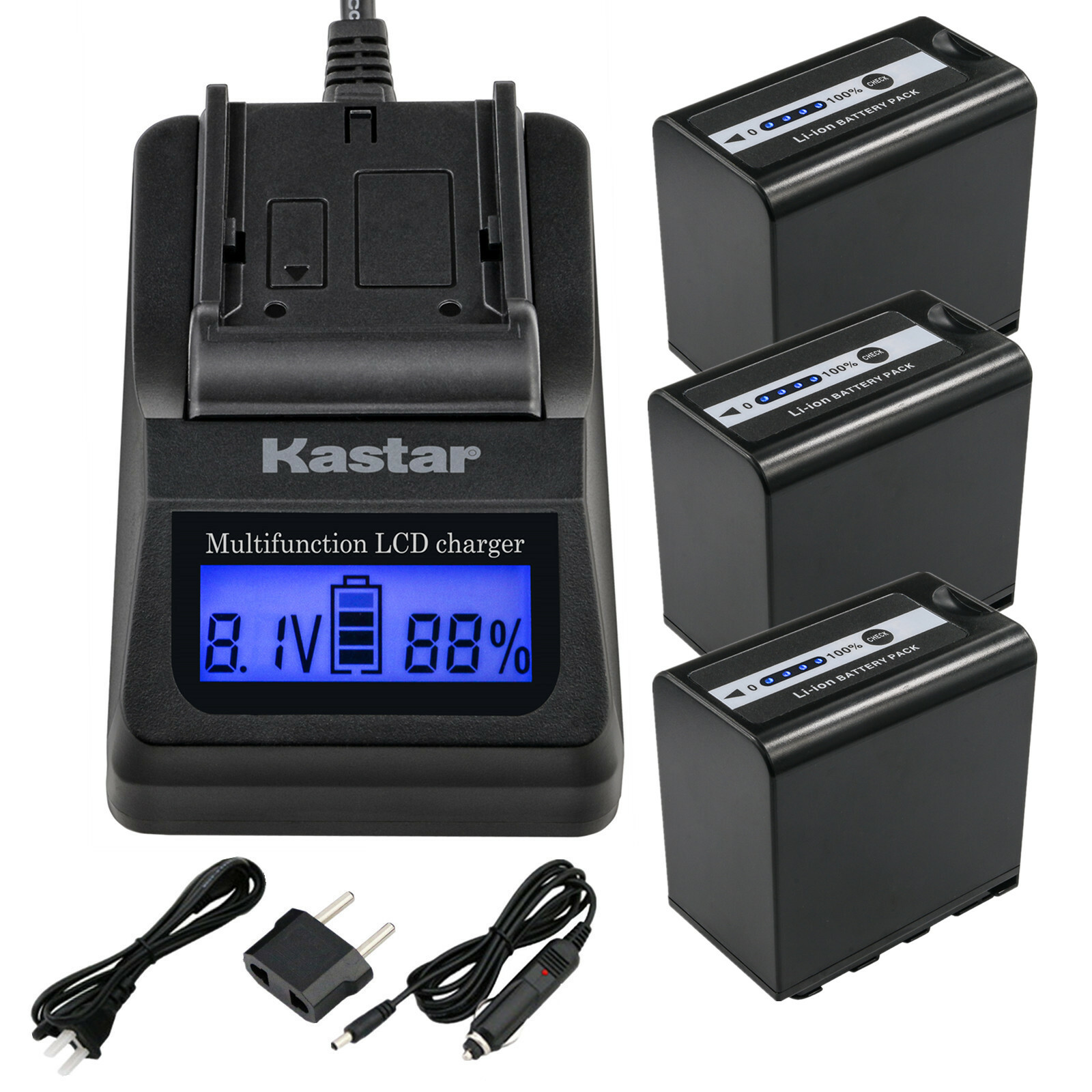 Kastar Battery LCD Fast Charger for Panasonic AG-VBR89 VBR89