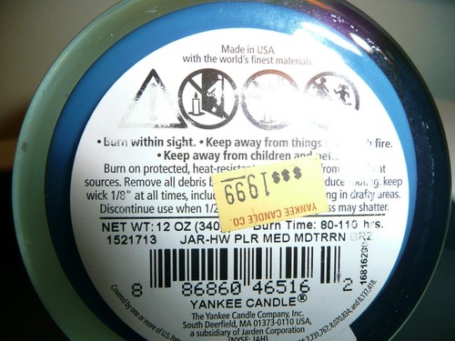 Yankee Candle MEDITERRANEAN BREEZE Medium Pillar Poured Jar - 80-110 Hours 12 oz - Picture 2 of 3