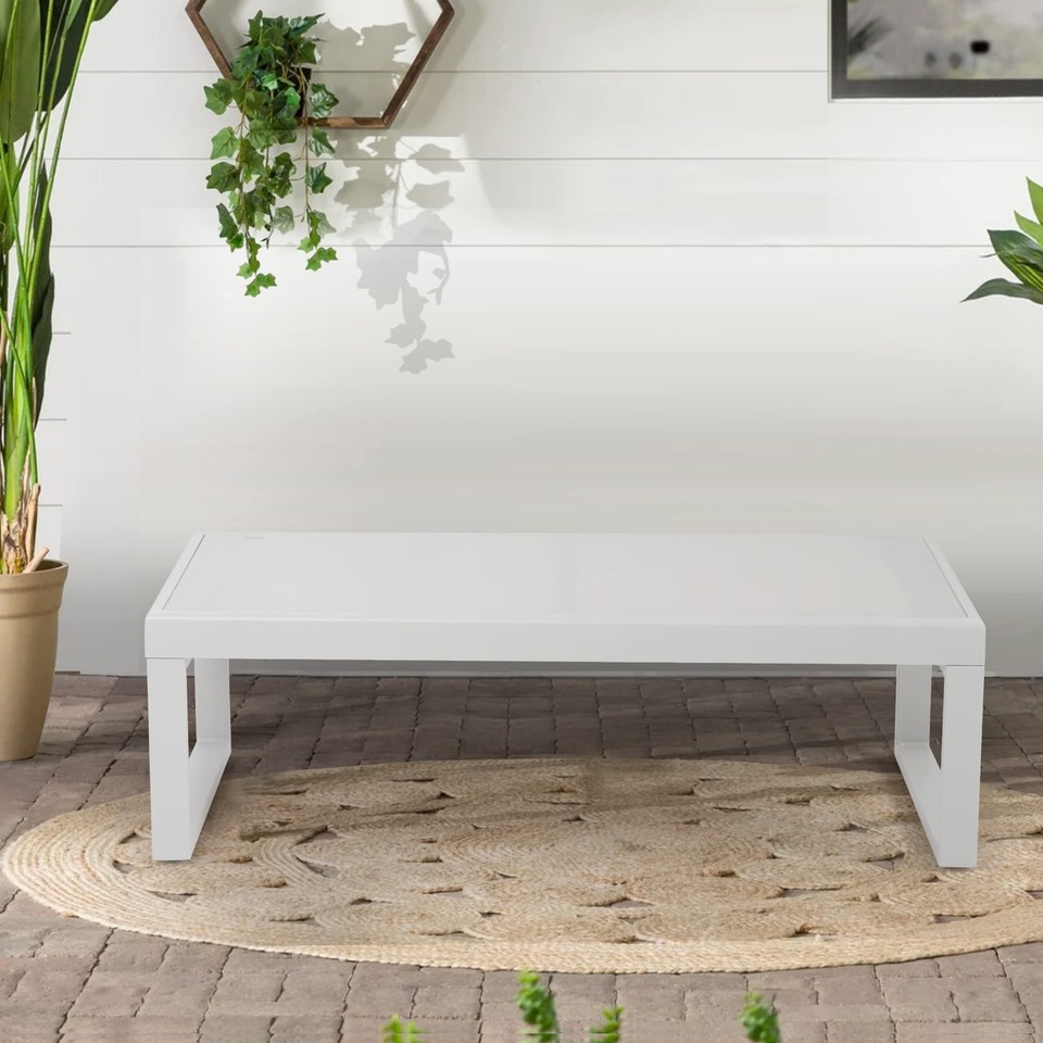 Outdoor Coffee Table, Aluminum Rectangle Patio Coffee Table with