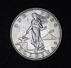 Philippines 1 Peso Us Decimal Coinage Large Type silver coin 1904-S . Xf
