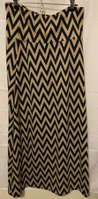Azures Womens Skirt Maxi Made In USA W32 L40” Stretch Geometric Tan/Black